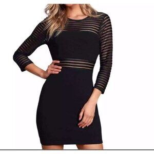 NWT Lulus Perfect Black Mesh Bodycon‎ Dress  Size Small